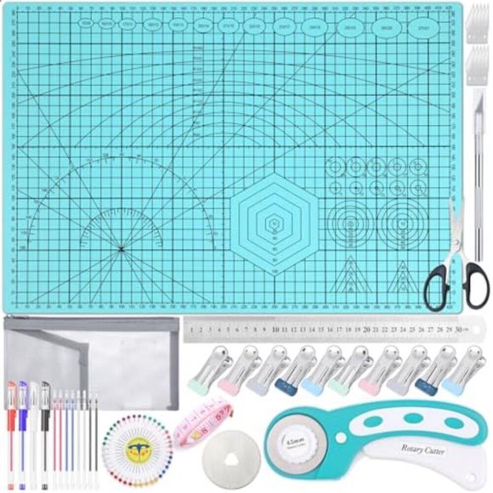 45mm Rotary Cutter Set with Cutting Mat & Quilting Tools